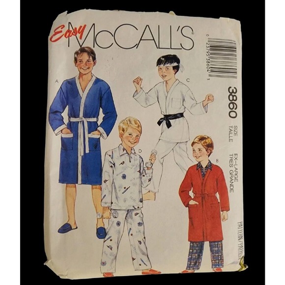McCall's Other Vintage Boys Pajamas Robe Karate Sewing Pattern 988